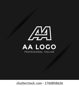 Vector Letter AA logo templates isolated on black background. Modern Linked Design. 