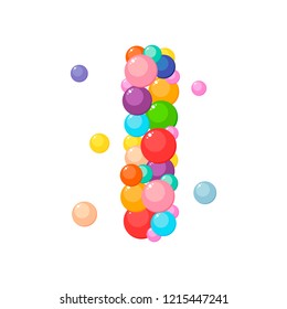 Vector letter i of the alphabet for kids of the colored balls.
