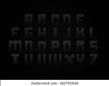 Conjunto de alfabetos de letras vectoriales hecho de una cerca de eslabón de cadena metálica. Para logotipo, etiqueta de marca, elementos de diseño, aplicación y más.   