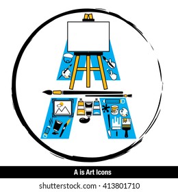 Vector Letter A is Art icons set