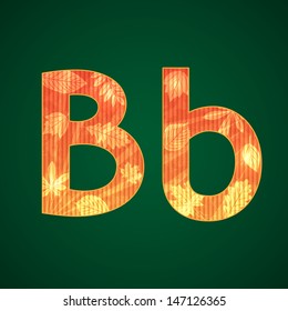 Vector letter B with autumn leaves upper and lower cases