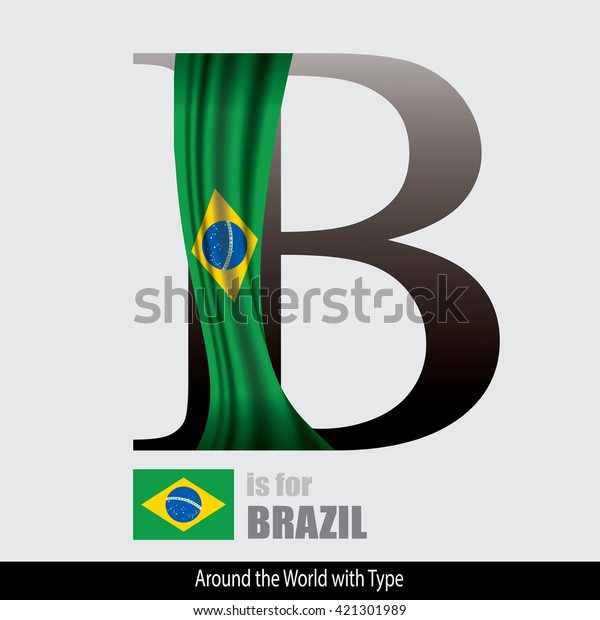 Vector Letter B Brazil Flag Design Stock Vector (Royalty Free) 421301989