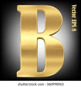 Vector letter B from gold solid alphabet. Eps 8 using mesh.