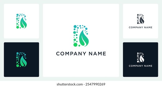 Vector letter B leaf hydrotech logo and icon editable.