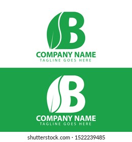 vector letter B logo with leaves