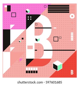 Vector Letter B Memphis Style Geometrical Stock Vector (Royalty Free ...