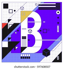 Vector Letter B Memphis Style Geometrical Stock Vector (Royalty Free ...