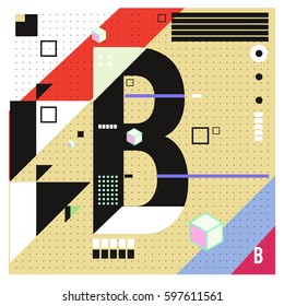 Vector Letter B Memphis Style Geometrical Stock Vector (Royalty Free ...