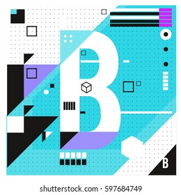 Vector Letter B Memphis Style Geometrical Stock Vector (Royalty Free ...