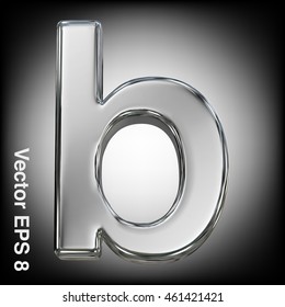 Vector letter b from metal alphabet. Lowercase metal font collection. EPS 8