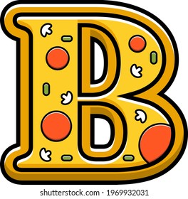 vector letter B. pizza fast food