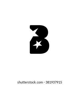 Vector letter B with star vector logo. Unusual royal black monogram. 