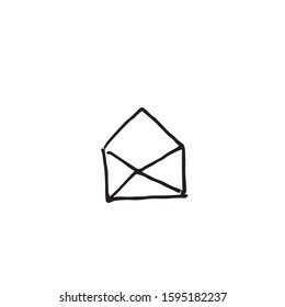 Vector letter in black line art. Social media illustration on white isolated background hand drawn. Design for web, baners, stickers, wrapping paper, wallpaper, packaging and postcards.