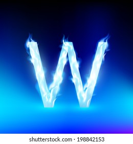 vector letter with blue fire