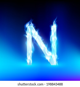 vector letter with blue fire