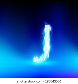 vector letter with blue fire