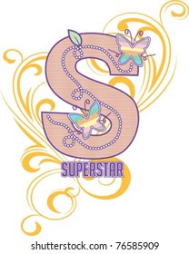 vector letter with butterfly for shirt