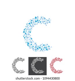 Vector Letter C Alphabet Typo Font Geometric Triangle Pyramid Pattern Logo Icon Brand Symbol Shape Object Element Professional Corporate Identity Modern Business