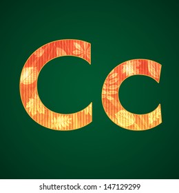 Vector letter C with autumn leaves upper and lower cases