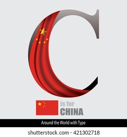Vector Letter C is for China flag. Design Matches Letters Of The Alphabet With Name list of country worldwide.
