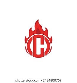 Vector letter C circle of fire logo design template inspiration, vector illustration.