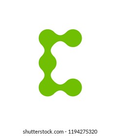 Vector letter C. Digital style symbol design. Font element. Alphabet logo. Monogram template.