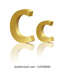 Vector letter C of golden design alphabet