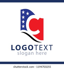 Vector letter C logo design for American flag