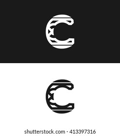 Vector letter C logo icon design template  Black and white version
