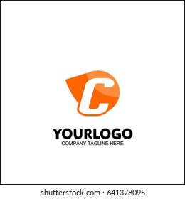 Vector letter C logo icon orange color design template