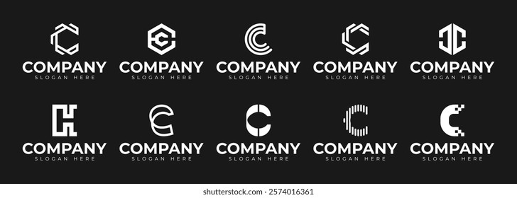 vector letter c logo premium template bundle