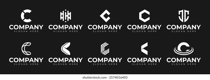 vector letter c logo premium template bundle