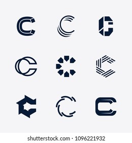 Vector letter C logo template set. Collection of alphabet design label for branding and identity. Lettering emblem sign isolated on background. ABC typeface character symbol illustration