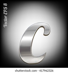 Vector letter c from metal alphabet. Lovercase metal font collection. EPS 8