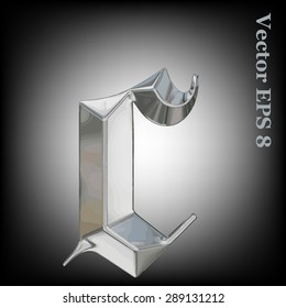 Letra vectorial c del alfabeto gótico metálico. Colección de tipos de letra de metal en mayúsculas 8