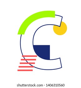Vector letter C. Modern abstract font. Vector illustration EPS10