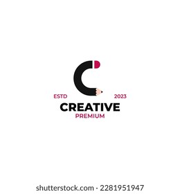 Letra vectorial C imagen de diseño de logotipo de lápiz
