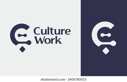 vector letter c person working with tie	
