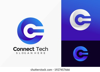 Vector Letter C Technology Logo Design  Abstract emblem  designs concept  logos  logotype element for template 