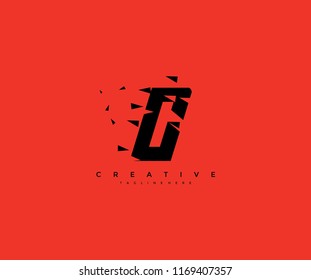 Vector Letter C Triangle Pixel Stylish Logo Design