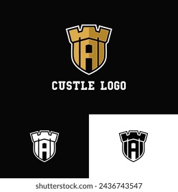 Vector letter A castle logo design template inspiration, vector illustration.