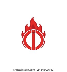 Vektor-Buchstabe I Kreis des Feuers Logo Design Vorlage Inspiration, Vektor-Illustration.