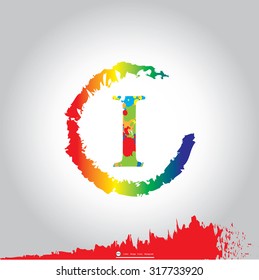 Vector of Letter I in the colorful. ABC concept type as logo. Typography design