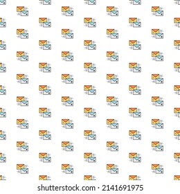 Letra vectorial, comunicación, patrón de diálogo con varios iconos. Diseño de textura de símbolo.