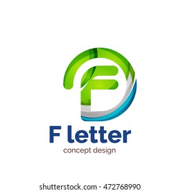 Vector letter concept logo template, abstract business icon. Created with transparent overlapping wave elements, elegant design