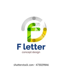 Vector letter concept logo template, abstract business icon. Created with transparent overlapping wave elements, elegant design