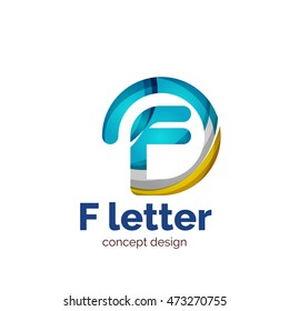 Plantilla de logotipo de concepto de letra vectorial, icono comercial abstracto. Creado con elementos de onda superpuestos transparentes, diseño elegante