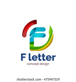 Plantilla de logotipo de concepto de letra vectorial, icono comercial abstracto. Creado con elementos de onda superpuestos transparentes, diseño elegante