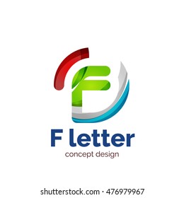 Vector letter concept logo template, abstract business icon. Created with transparent overlapping wave elements, elegant design