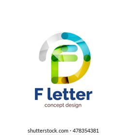 Plantilla de logotipo de concepto de letra vectorial, icono comercial abstracto. Creado con elementos de onda superpuestos transparentes, diseño elegante